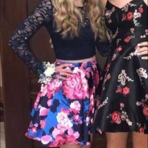 Blue and pink hoco dress